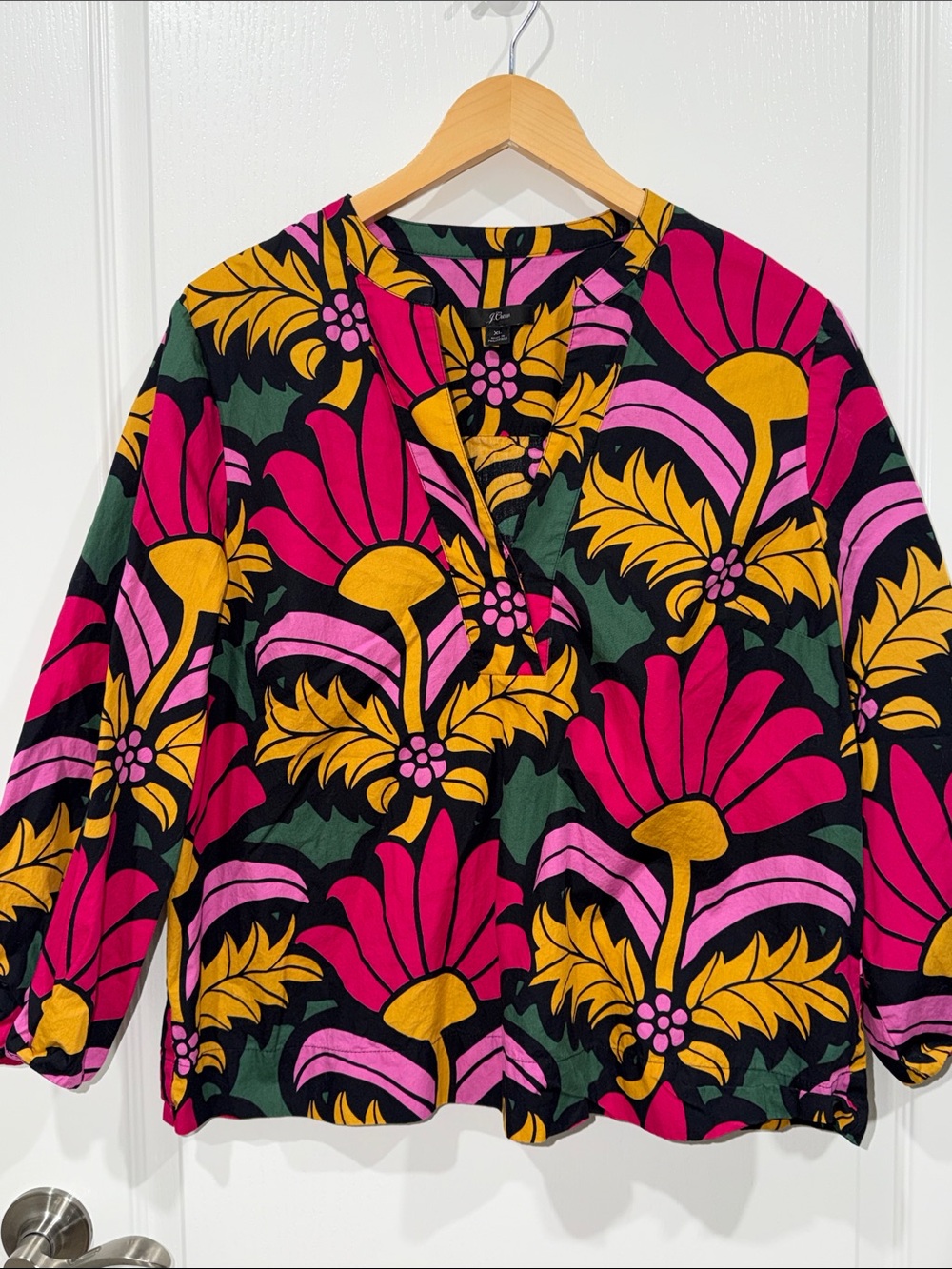 J. Crew V-neck cotton poplin top in Ratti grandi fiori print size XLarge floral - Picture 2 of 6